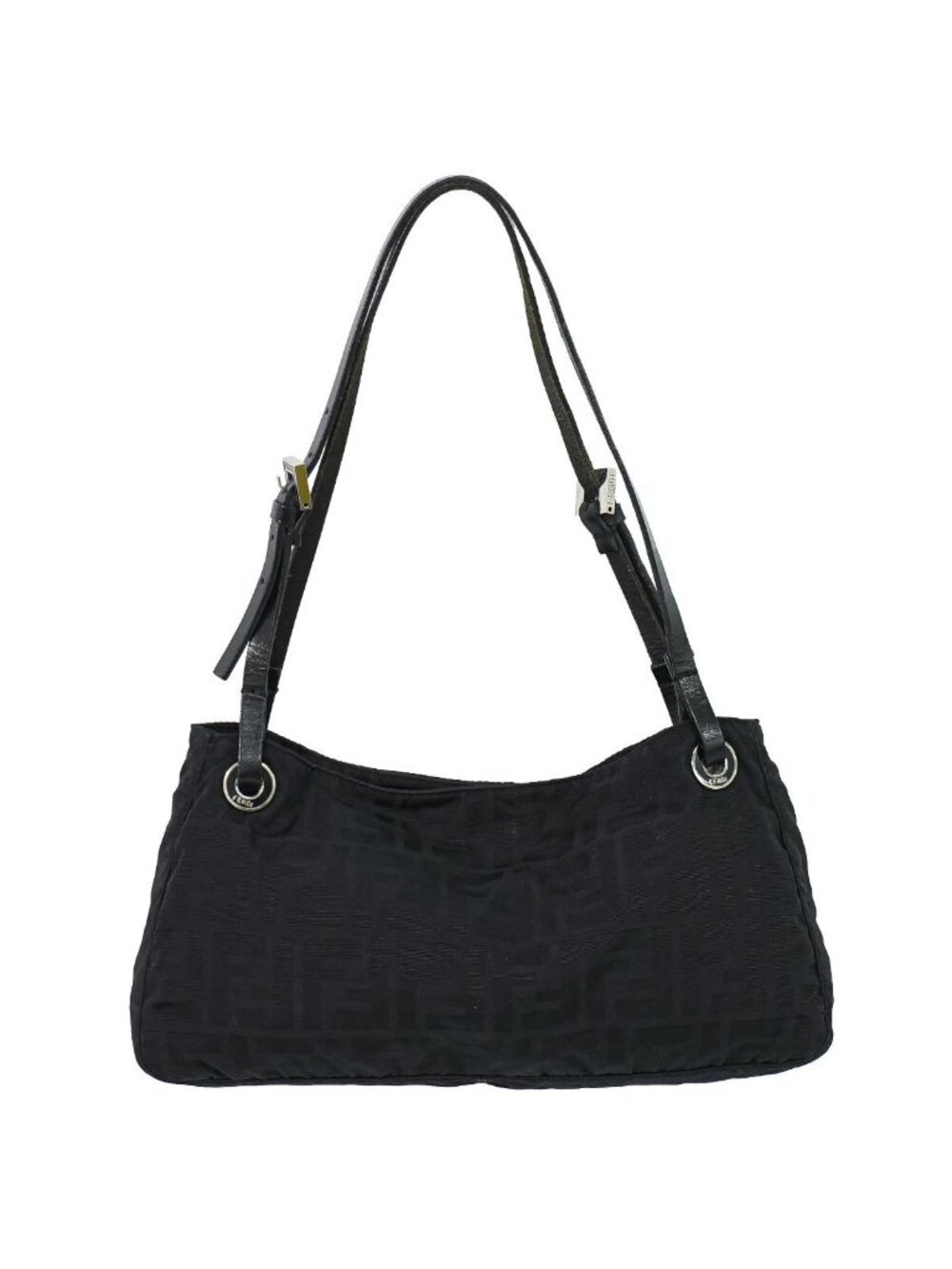 Fendi Zucca Shoulder Bag Canvas Black